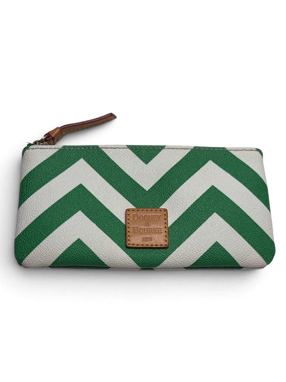 Dooney & Bourke Green and White ZigZag Pouch